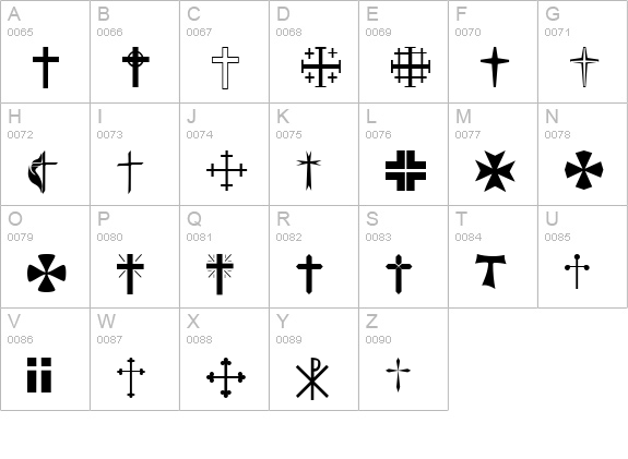 Christian Crosses uppercase A-Z preview
