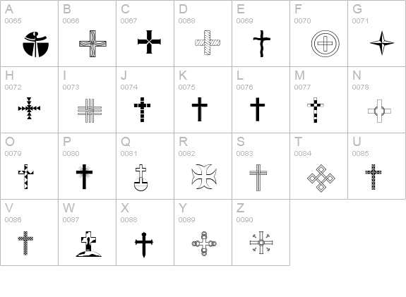 Christian Crosses IV uppercase A-Z preview