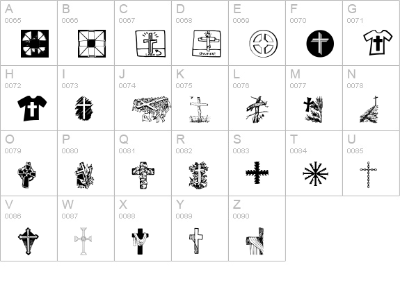 Christian Crosses V uppercase A-Z preview