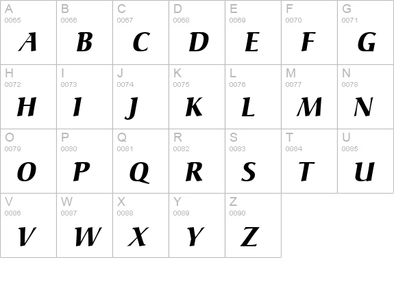 Christiana Bold Italic uppercase A-Z preview