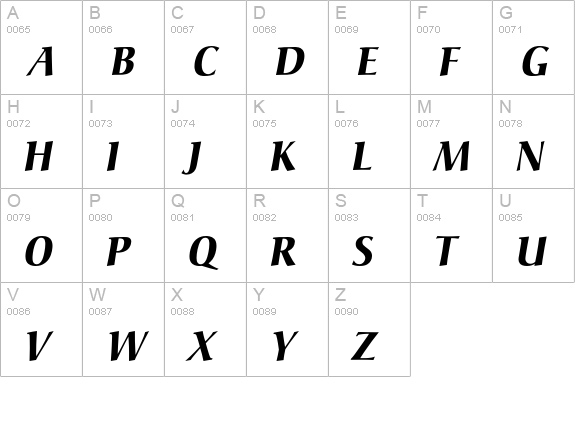 Christiana BQ Bold Italic uppercase A-Z preview