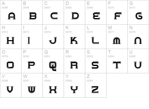 Chrome Yellow Inline NF uppercase A-Z preview