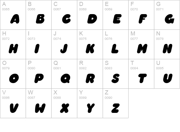 Chubby Italic uppercase A-Z preview