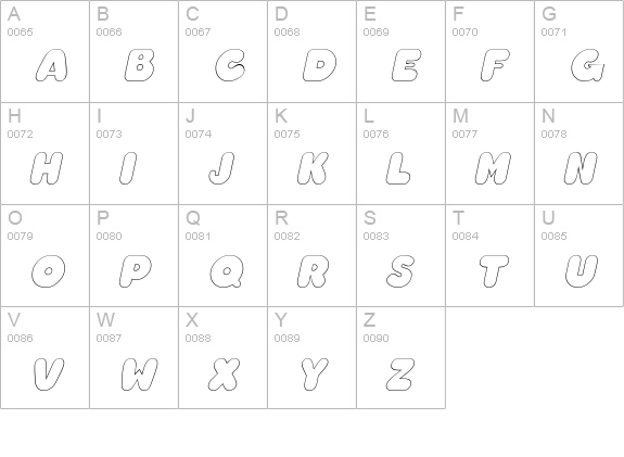 ChubbyOutline Italic uppercase A-Z preview