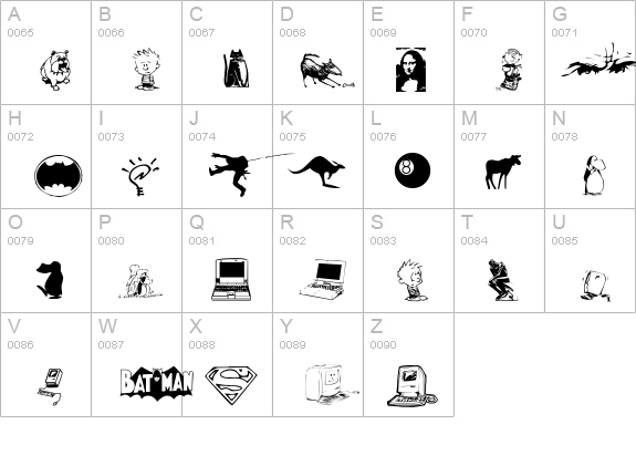 Chung's Dingbats uppercase A-Z preview