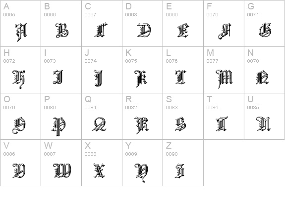 Church Text 'Shaded' uppercase A-Z preview