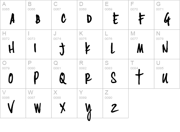 Cinahand uppercase A-Z preview