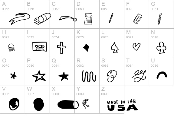 Cinahand Dingbats uppercase A-Z preview