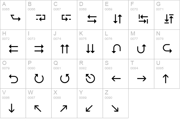 Cindy Arrows uppercase A-Z preview