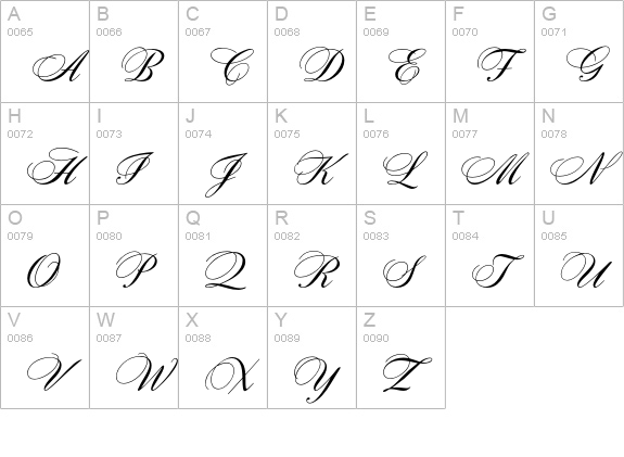 Citadel Script Std uppercase A-Z preview
