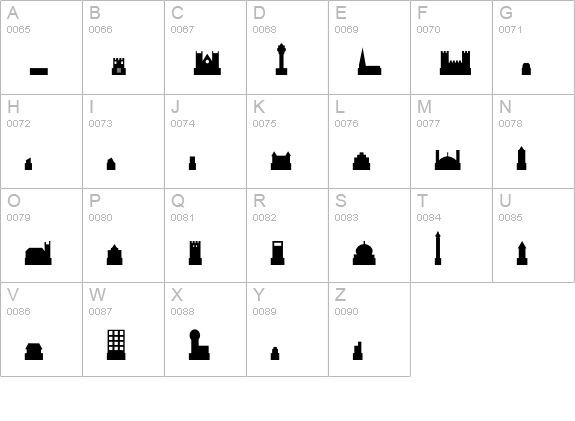 Cityscape uppercase A-Z preview