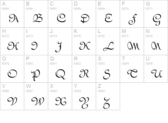 Civilite MJ Std uppercase A-Z preview