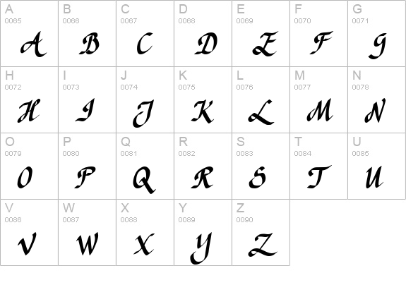 CK Calligraphy uppercase A-Z preview
