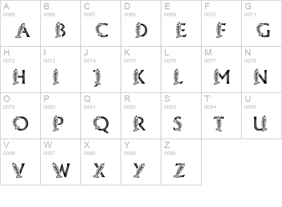 CK Fish Bones uppercase A-Z preview