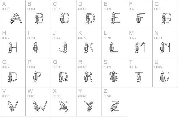 CK Rocket Ships uppercase A-Z preview