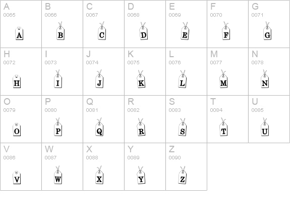 CK Tags uppercase A-Z preview