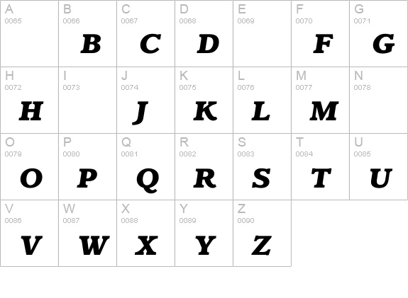 ClaremontExBldIt uppercase A-Z preview