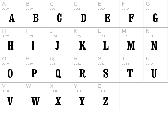 Clarendon Bold Condensed uppercase A-Z preview