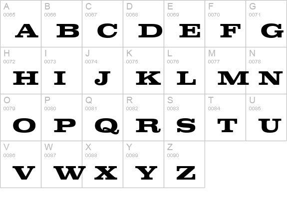 Clarendon Extended Bold uppercase A-Z preview