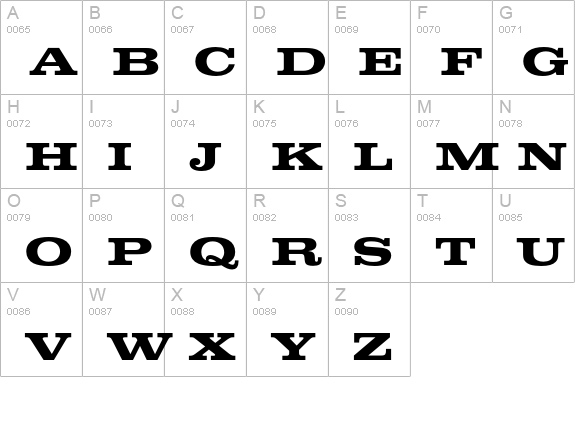 ClarendonEF-BoldExpanded uppercase A-Z preview