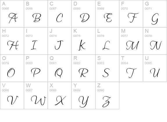 Clarissa uppercase A-Z preview