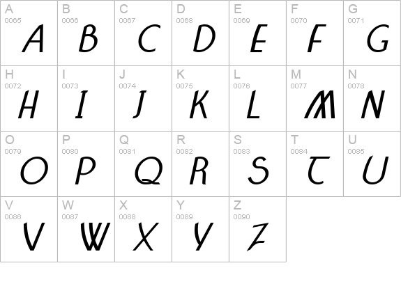Claritty_BoldItalic uppercase A-Z preview
