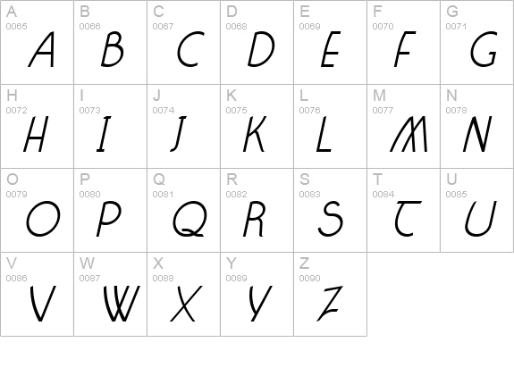 Claritty_Italic uppercase A-Z preview