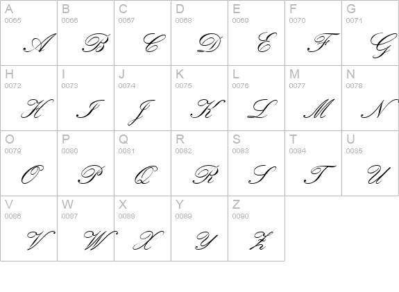 Classic Script MN uppercase A-Z preview