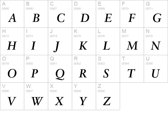 Classical Garamond Bold Italic uppercase A-Z preview