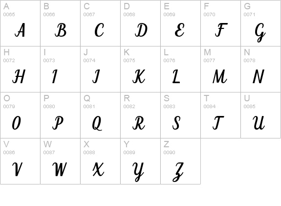 Claudia uppercase A-Z preview