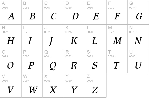 Clayton Italic uppercase A-Z preview