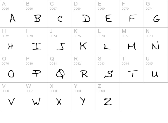 ClaytonsHand Regular uppercase A-Z preview