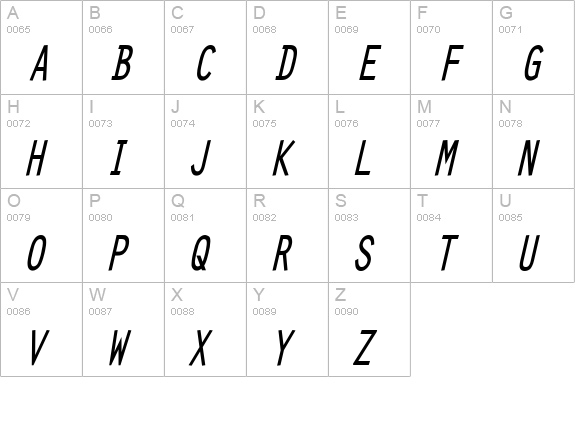 Clean Condensed Bold Italic uppercase A-Z preview