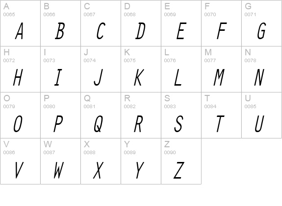 Clean Condensed Italic uppercase A-Z preview