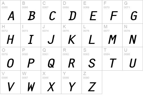 Clean-Extended Bold Italic uppercase A-Z preview