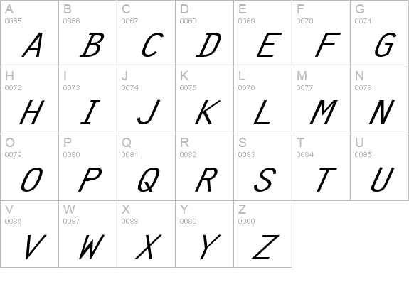 Clean-Extended Italic uppercase A-Z preview