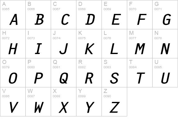 Clean Wide Bold Italic uppercase A-Z preview