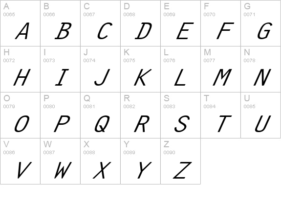 Clean Wide Italic uppercase A-Z preview