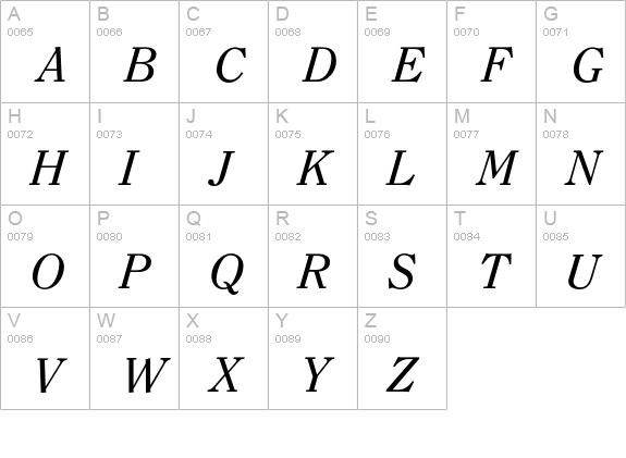 ClearfaceRegularItalic uppercase A-Z preview