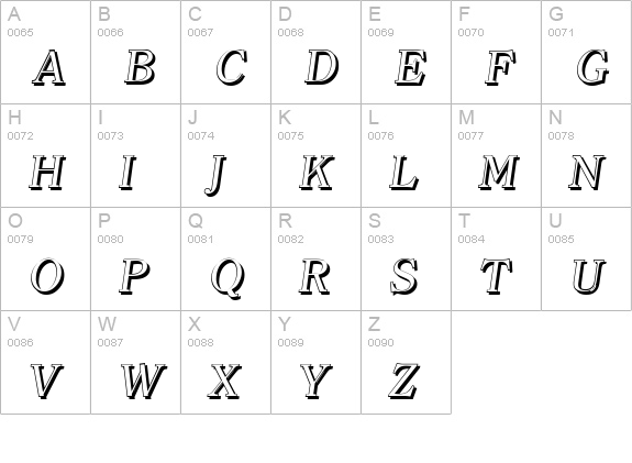 ClearfaceShadow-Italic uppercase A-Z preview