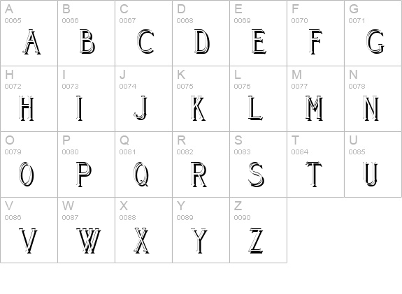Cleaver's_Juvenia_Shadowed uppercase A-Z preview