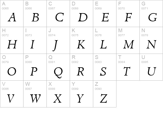 Cleric Light SSi Light Italic uppercase A-Z preview