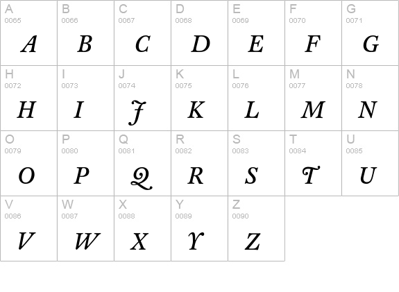CliffordNine-Italic uppercase A-Z preview