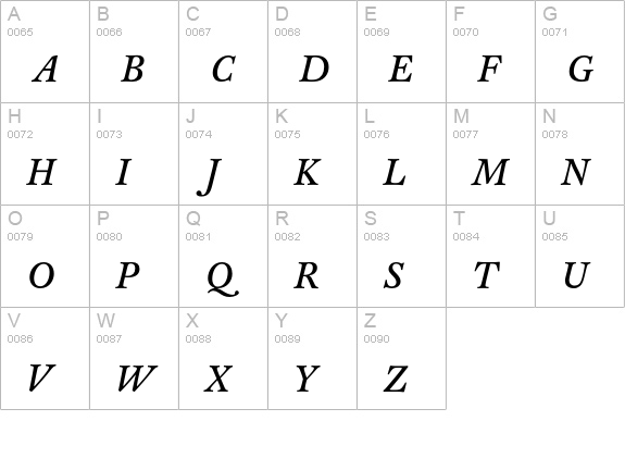 CliffordNine-ItalicAltLF uppercase A-Z preview