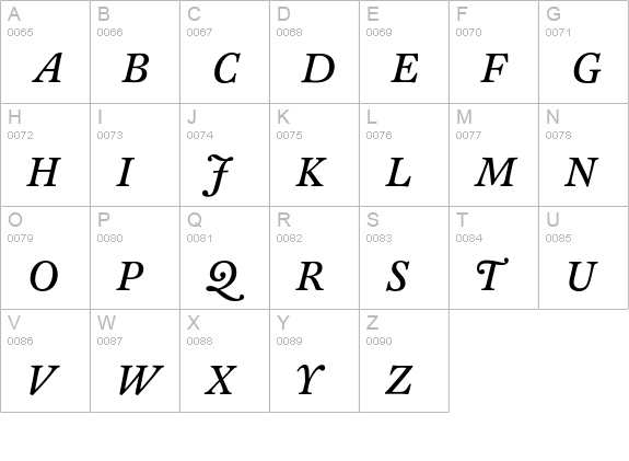 CliffordSix-Italic uppercase A-Z preview