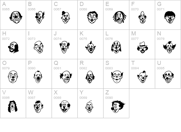 Clown Sketches JL uppercase A-Z preview