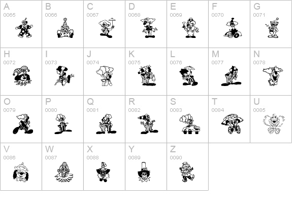 Clowners uppercase A-Z preview