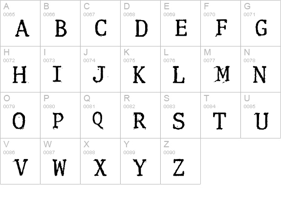 Clunk uppercase A-Z preview