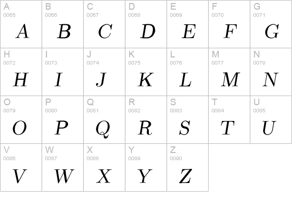 CM_Roman Slanted  uppercase A-Z preview