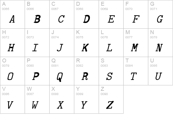 CM_Typewriter Italic  uppercase A-Z preview